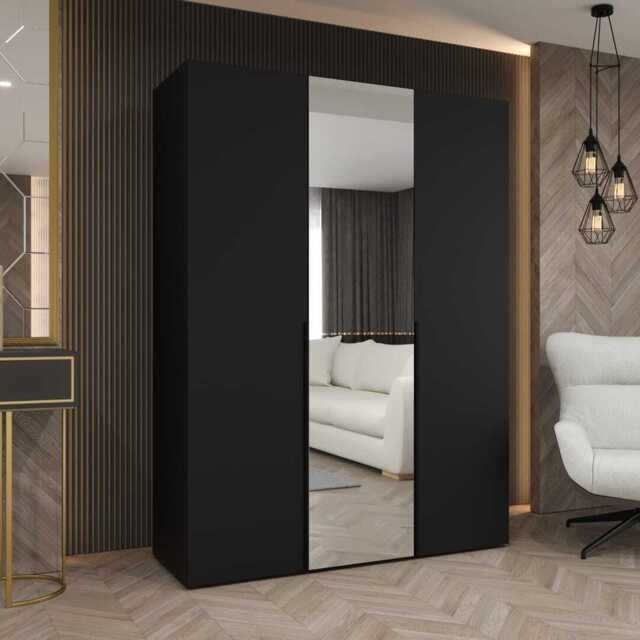 Alicante II Hinged Door Wardrobe 150cm - Black 150cm - image 1