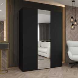 Alicante II Hinged Door Wardrobe 150cm - Black 150cm - thumbnail 1