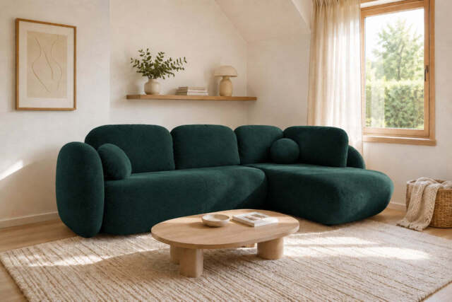 Corner Sofa Bed Olio II - Green 289cm Right - image 1