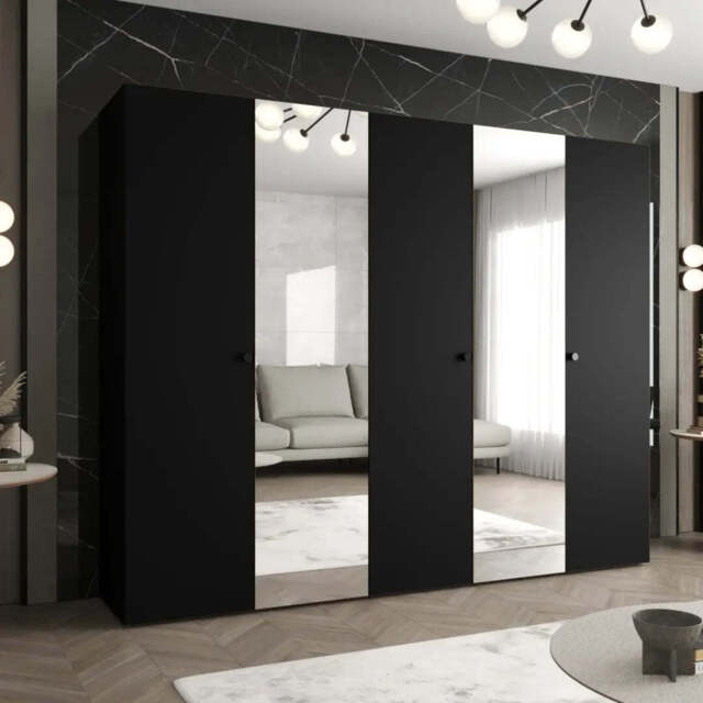 Parma II Hinged Door Wardrobe 250cm - Black 250cm - image 1