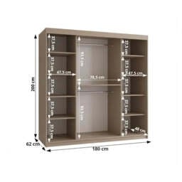 Rossa Sliding Door Wardrobe 180cm - Cashmere 180cm - thumbnail 5