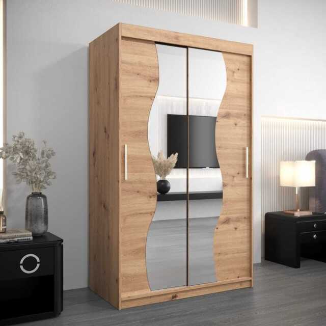 Madrid Sliding Door Wardrobe 120cm - Oak Artisan 120cm - image 1