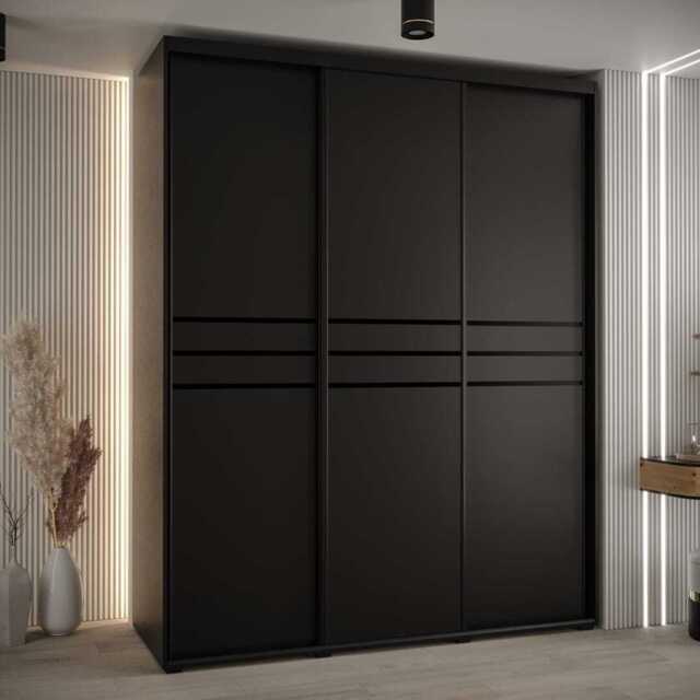Cannes X Sliding Door Wardrobe 200cm - Black 200cm - image 1