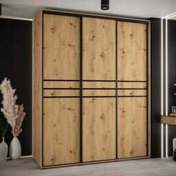 Cannes X Sliding Door Wardrobe 200cm - Black 200cm - thumbnail 2