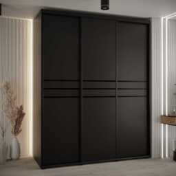 Cannes X Sliding Door Wardrobe 200cm - Black 200cm - thumbnail 1
