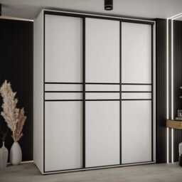 Cannes X Sliding Door Wardrobe 200cm - Black 200cm - thumbnail 5