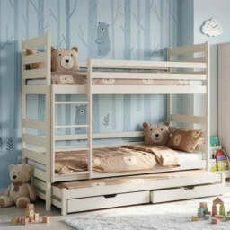 Tomi Bunk Bed with Trundle and Storage - Milk Chocolate Without Mattresses - thumbnail 2