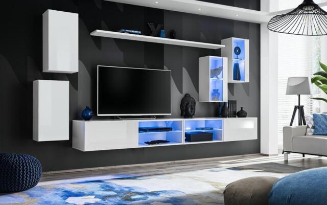 "Switch XXV Wall Entertainment Unit For TVs Up To 75"" - White 280cm White" - image 1