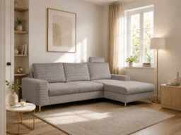 Corner Sofa Bed Collin - Grey 252cm Right