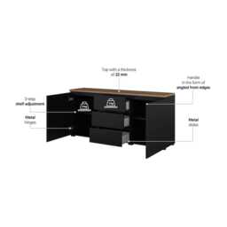 Modo Sideboard Cabinet 150cm - Black 150cm - thumbnail 4