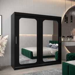 Uppsala T3 Sliding Door Wardrobe 200cm - Black 200cm - thumbnail 1