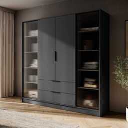 Kelly Hinged Door Wardrobe 206cm [Glass] - Cashmere 206cm - thumbnail 5