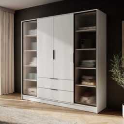 Kelly Hinged Door Wardrobe 206cm [Glass] - Cashmere 206cm - thumbnail 1