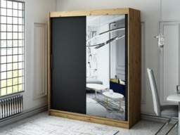 Leto T2 Sliding Door Wardrobe 180cm - Black 180cm - thumbnail 2