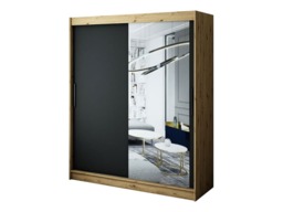 Leto T2 Sliding Door Wardrobe 180cm - Black 180cm - thumbnail 1