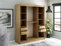 Leto T2 Sliding Door Wardrobe 180cm - Black 180cm - thumbnail 5