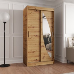Milo Sliding Door Wardrobe 100cm - Black 100cm - thumbnail 7