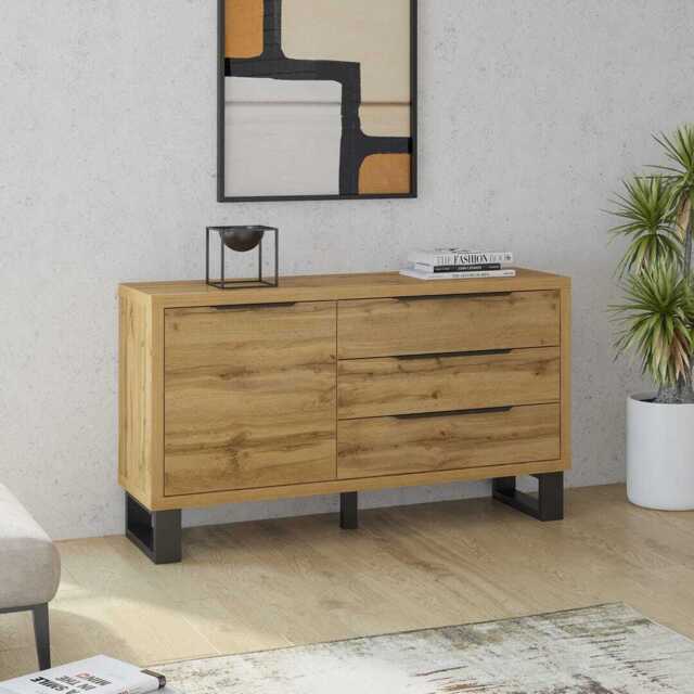 Halle 47 Sideboard Cabinet 144cm - Oak Wotan 144cm - image 1