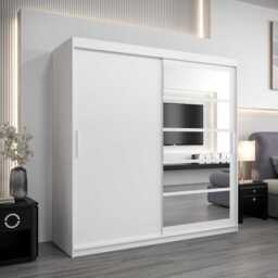 Roma I Sliding Door Wardrobe 200cm - White 200cm