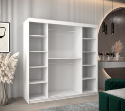 Roma I Sliding Door Wardrobe 200cm - White 200cm - thumbnail 3