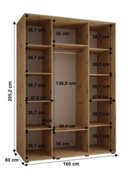 Cannes IV Sliding Door Wardrobe 160cm - White 160cm - thumbnail 8