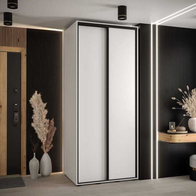 Cannes I Sliding Door Wardrobe 110cm - White 110cm - image 1