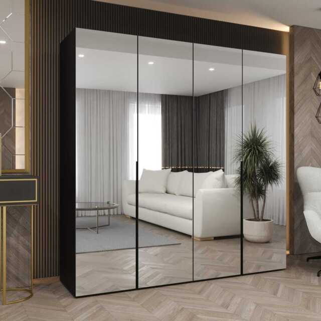 Alicante III Hinged Door Wardrobe 200cm - Black 200cm - image 1
