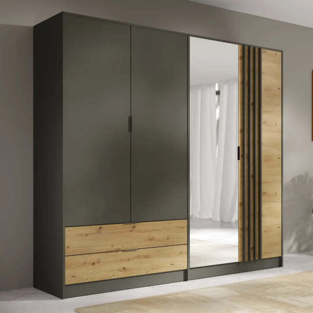 Rimini 12 Hinged Door Wardrobe 220cm - Graphite 220cm - image 1