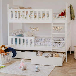 Wooden Bunk Bed Monika with Storage - White Matt Foam/Bonnell Mattresses - thumbnail 2