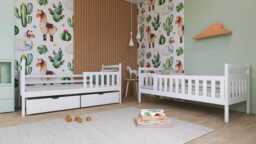 Wooden Bunk Bed Monika with Storage - White Matt Foam/Bonnell Mattresses - thumbnail 7