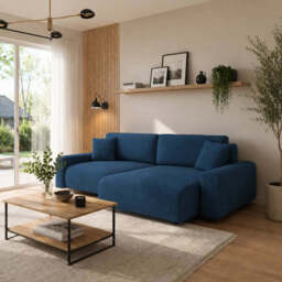 Corner Sofa Bed Rima - Navy Blue 240cm Right