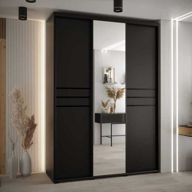 Cannes XI Sliding Door Wardrobe 170cm - Black 170cm - image 1