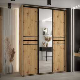 Cannes XI Sliding Door Wardrobe 170cm - Black 170cm - thumbnail 2