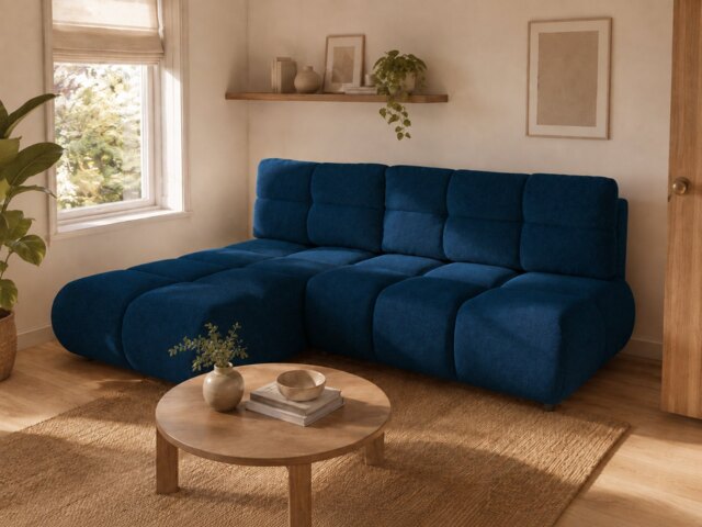 Corner Sofa Bed Milo - Navy Blue 230cm Left - image 1