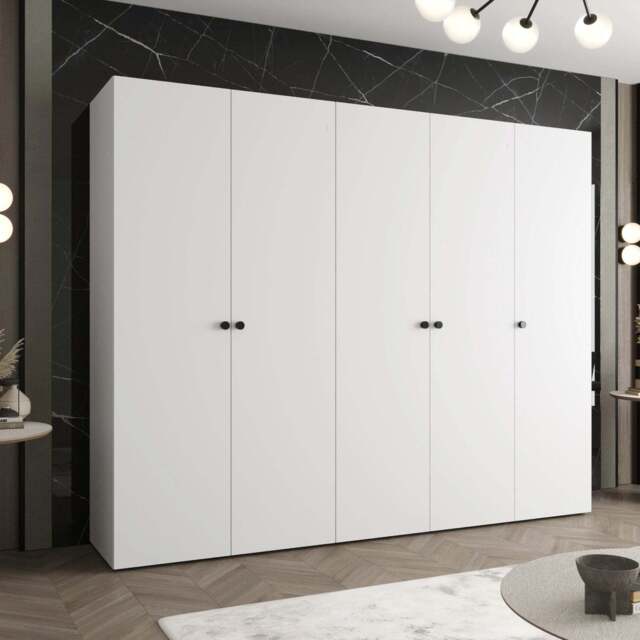 Parma I Hinged Door Wardrobe 250cm - White 250cm - image 1