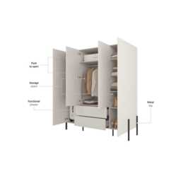 Yukon Hinged Door Wardrobe 180cm - Cashmere 180cm - thumbnail 4