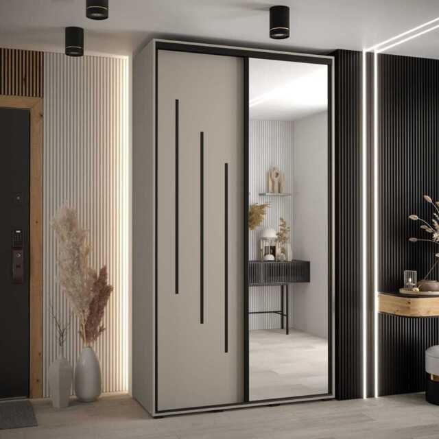 Dakota IX Sliding Door Wardrobe 130cm - Cashmere 130cm - image 1