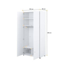 Bed Concept BC-20 Hinged Door Wardrobe 101cm - Cashmere 101cm - thumbnail 4