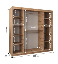 Morocco Sliding Door Wardrobe 200cm - White 200cm - thumbnail 8