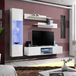 "Fly R3 Entertainment Unit For TVs Up To 60"" - White 210cm" - thumbnail 1