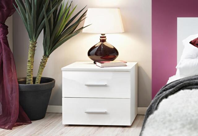 Vicky Bedside Cabinet 50cm - 50cm White Matt White Gloss - image 1