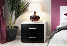 Vicky Bedside Cabinet 50cm - 50cm White Matt White Gloss - thumbnail 4