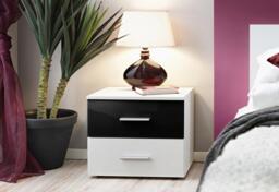 Vicky Bedside Cabinet 50cm - 50cm White Matt White Gloss - thumbnail 5