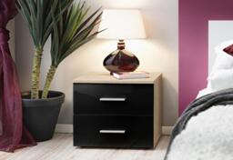Vicky Bedside Cabinet 50cm - 50cm White Matt White Gloss - thumbnail 8