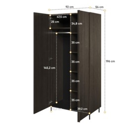Piemonte PE-01 Hinged Wardrobe 92cm - Portland Ash 92cm - thumbnail 4