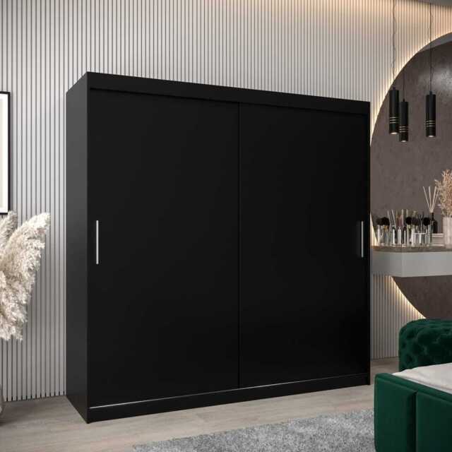 Tokyo Sliding Door Wardrobe 200cm - Black 200cm - image 1