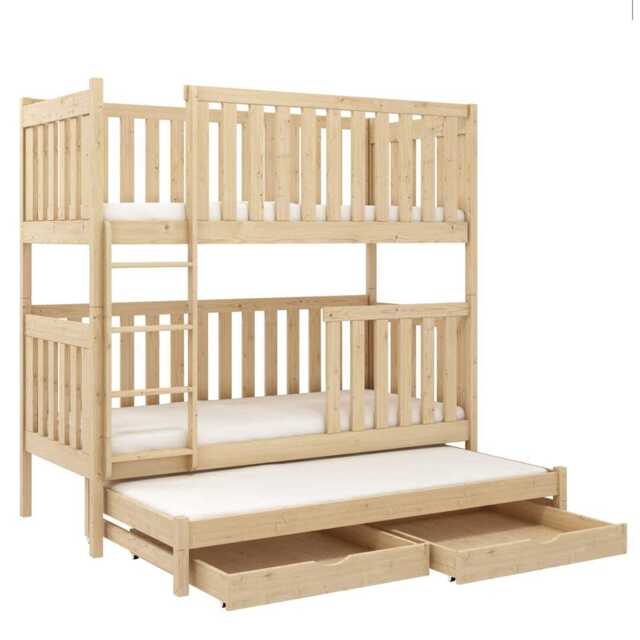 Emily Bunk Bed with Trundle and Storage - Pine Foam/Bonnell Mattresses - image 1
