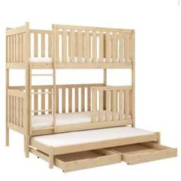 Emily Bunk Bed with Trundle and Storage - Pine Foam/Bonnell Mattresses - thumbnail 1