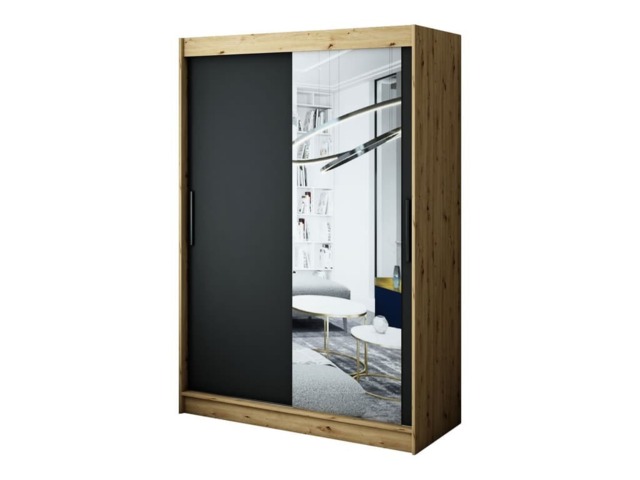 Leto T2 Sliding Door Wardrobe 150cm - Black 150cm - image 1