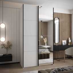 Trosa III Sliding Door Wardrobe 140cm - Black 140cm - thumbnail 6